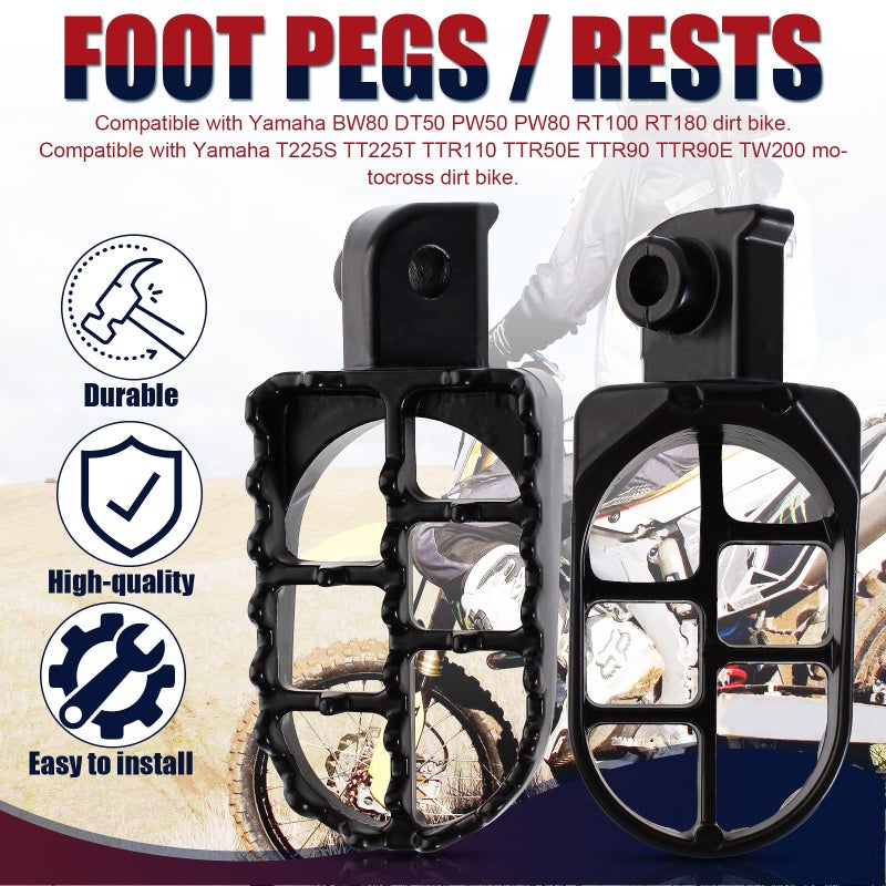 QAZAKY Black Aluminium Foot Pegs Rest Footrest Footpegs XR50 XR50R XR70 XR70R XR80R XR100R CRF50 CRF50F CRF70 CRF70F CRF80 CRF80F CRF100F KLX110 50cc 70cc 90cc 110cc 125cc Dirt Bike TaoTao Jonway - Image 3